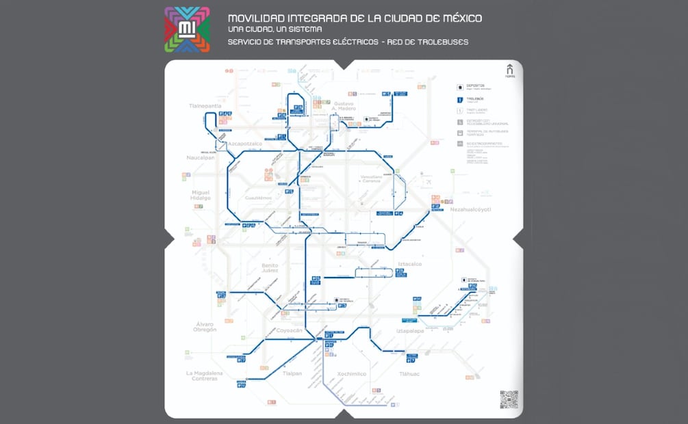 Mapa de las 12 Líneas del Trolebús. (Foto: Captura de pantalla)