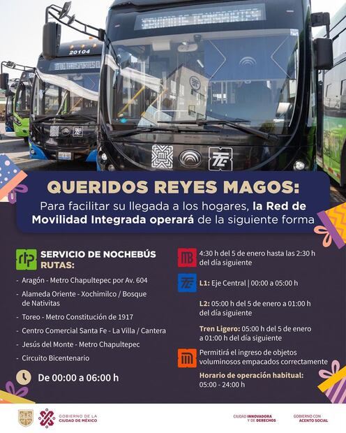 Se busca que los Reyes Magos puedan viajar por la ciudad con todo y regalos. (Foto: Gobierno de la Ciudad de México)