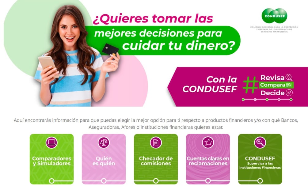 Condusef ofrece la herramienta Revisa Compara y Decide (Foto: Captura de pantalla- Sitio Oficial de la CONDUSEF)