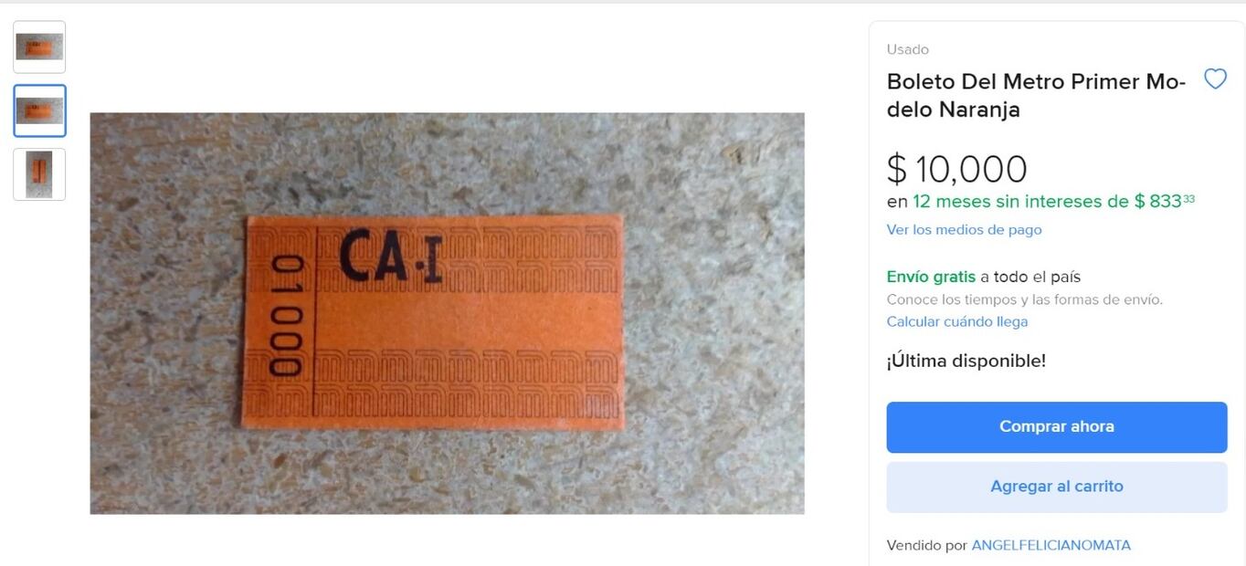 En algunas aplicaciones de mercado digital, venden el primero boleto del metro en 10 mil pesos. (Foto: Captura de pantalla)