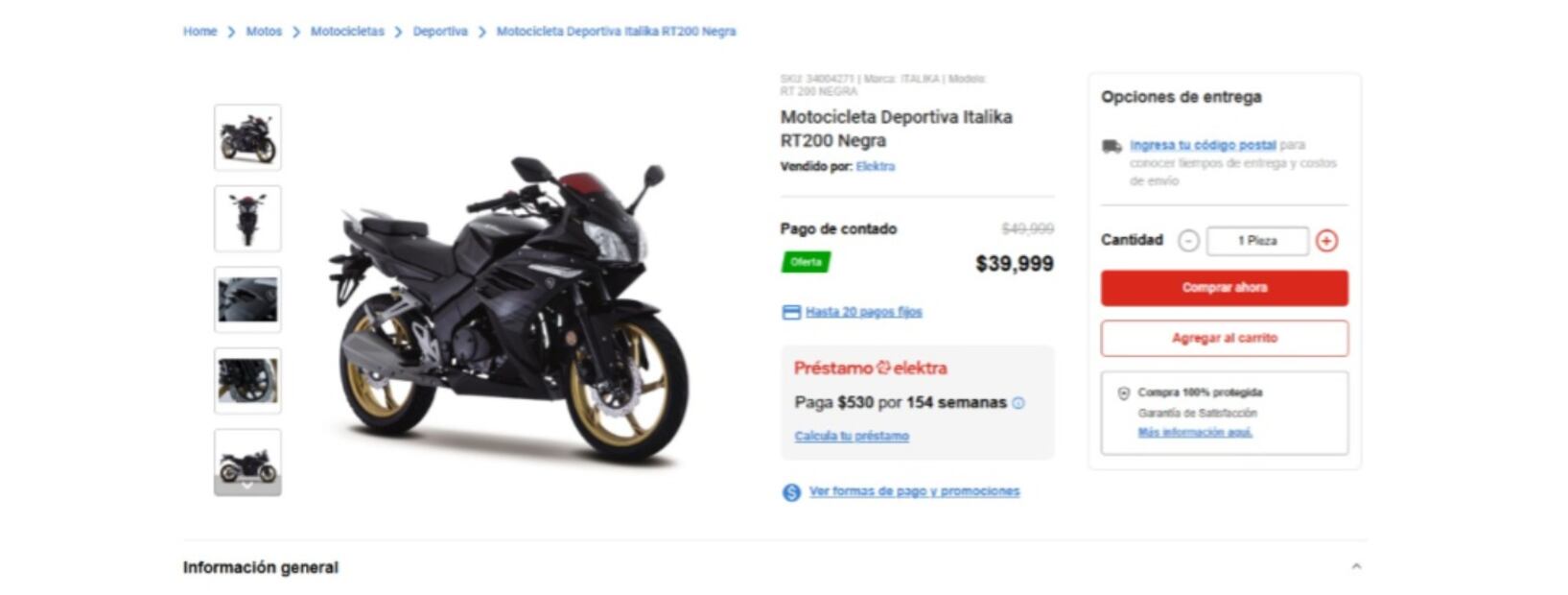Moto Italika. (Foto: Captura de pantalla)