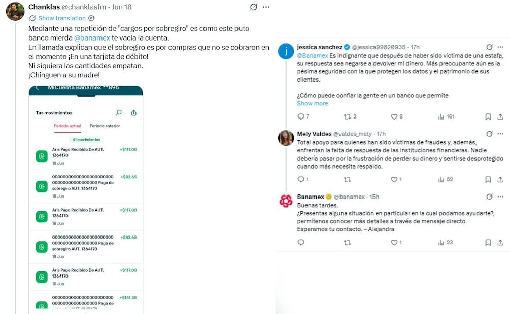 ¿Qué pasa con Banamex? Crecen las quejas por cuentas vacías y cargos no reconocidos. (Foto: Captura de pantalla)