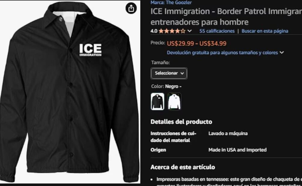 Crece la venta de chaquetas del ICE en EE.UU.: la peligrosa moda usada para asustar migrantes. (Foto: Captura de pantalla)