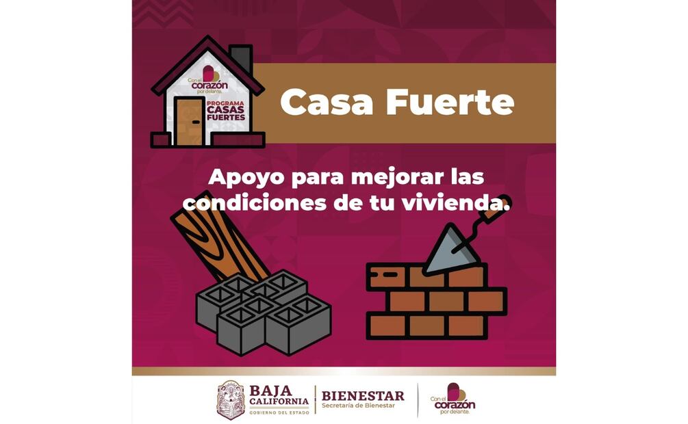 La Secretaría del Bienestar del Estado de Baja California puso en marcha el programa “Casa fuerte”. (Foto: Captura de pantalla)