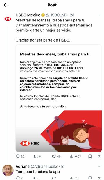 ¿Se cayó el sistema de HSBC hoy 2024? (Foto: DeDinero)