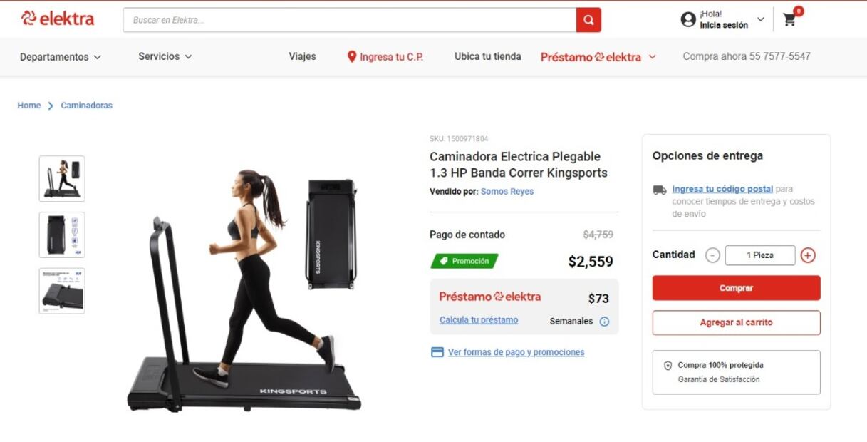 Caminadora eléctrica. (Foto: Captura de pantalla)