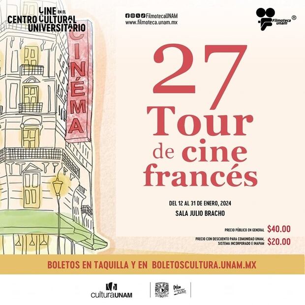La Filmoteca de la UNAM publicó  a través de sus redes sociales que contará con la edición 27 del Tour de cine Francés. (Foto: Redes sociales)