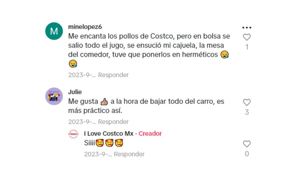 Comentarios a favor y en contra del nuevo pollo rostizado de Costco. (Foto: Captura de pantalla)