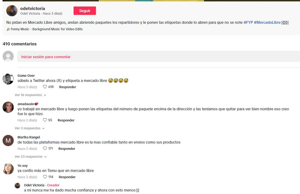 Video viral en TikTok señala a Mercado Libre. (Foto: Redes sociales)