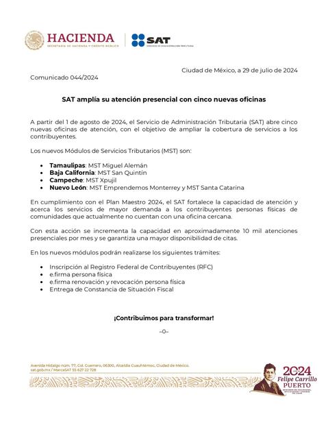 Nuevas oficinas del SAT. (Foto: Redes sociales)