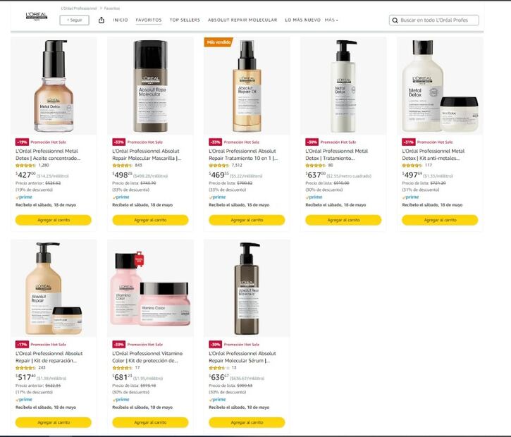 Variedad de productos Loreal. (Foto: Captura de pantalla)