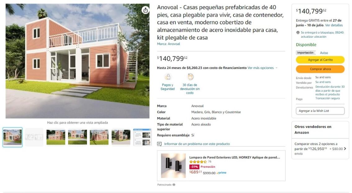 Estas son las casas que vende Amazon en su plataforma. (Foto: DeDinero)