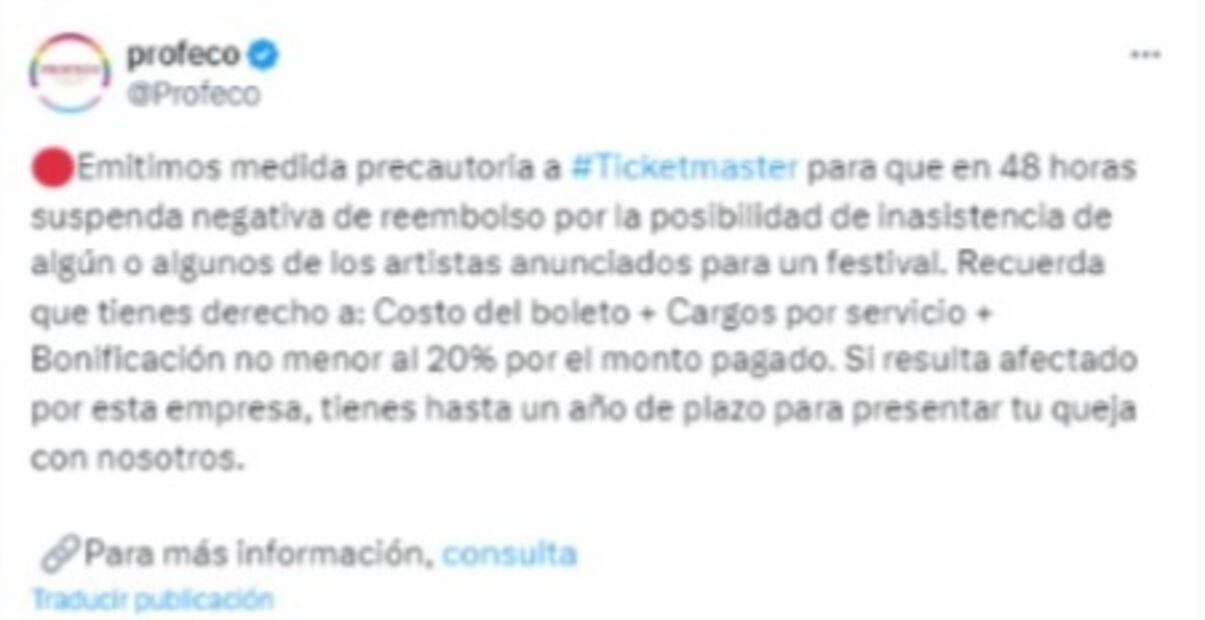 Publicación de Profeco en redes sociales. (Foto: DeDinero)
