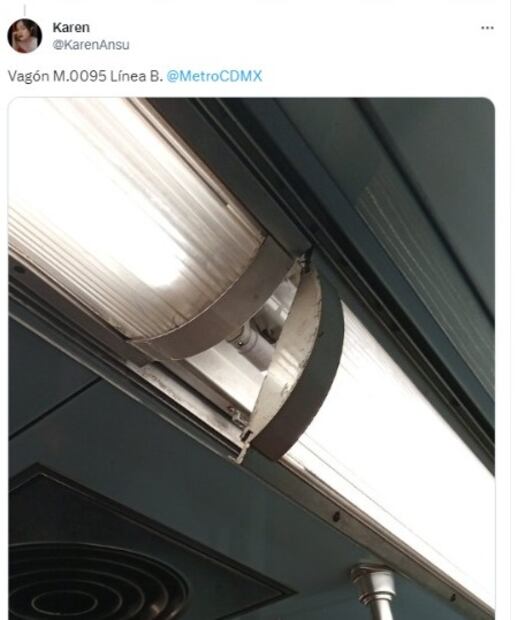 Reporte de falla en vagón del metro por usuaria. (Foto: redes sociales)