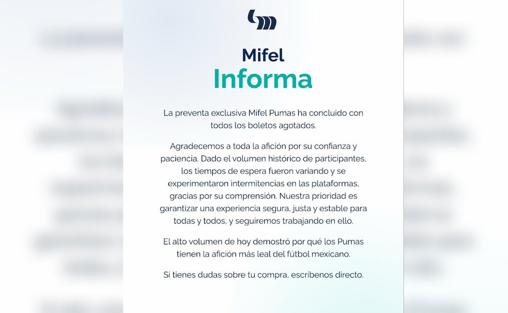 Banca Mifel responde por cargos sin boletos de la final Pumas vs Cruz Azul en Ticketmaster. (Foto: Caputra de pantalla)