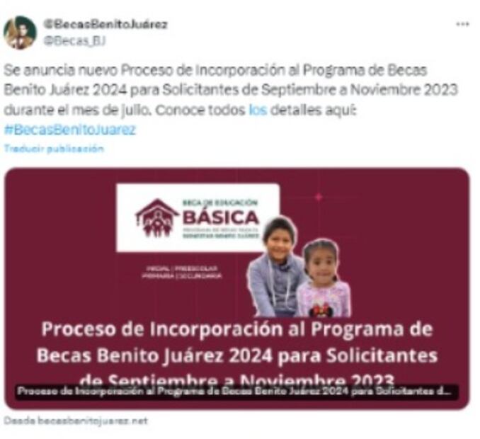 Beca Benito Juárez. (Foto: Captura de pantalla)