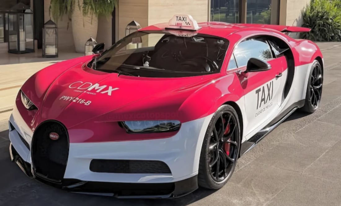 Así luce el Bugatti Chiron disfrazado de taxi en la CDMX: el auto de lujo que se volvió viral. (Foto: Captura de pantalla)