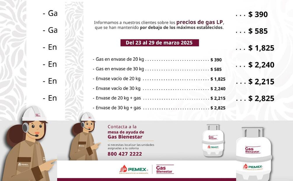 Precios Gas Bienestar en la CDMX (Foto: Facebook Gas Bienestar)