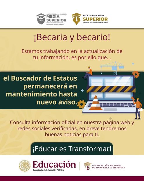 Buscador de estatus en mantenimiento. (Foto: X CNBBBJ)