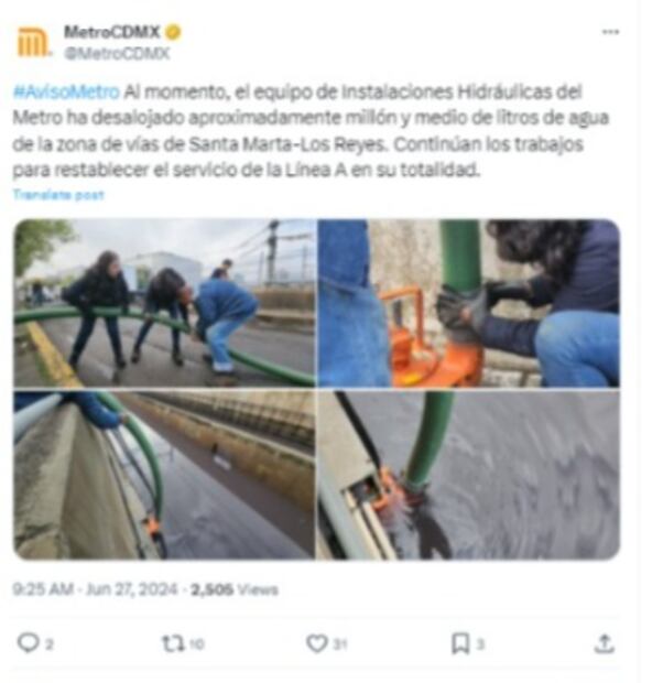 El STC informó que hasta el momento siguen los trabajos para restablecer el servicio. (Foto: Redes sociales)