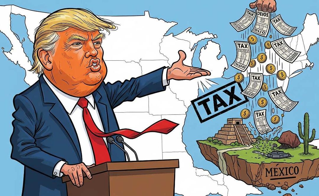 Impacto económico de los nuevos aranceles de Trump contra México. (Foto: Creada con IA)