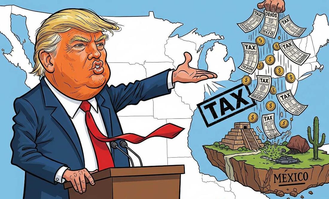 Impacto económico de los nuevos aranceles de Trump contra México. (Foto: Creada con IA)
