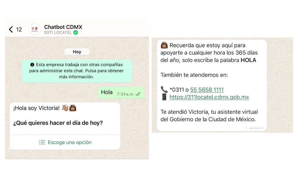 Victoria, Chatbot de la CDMX. (Foto: Captura de pantalla)