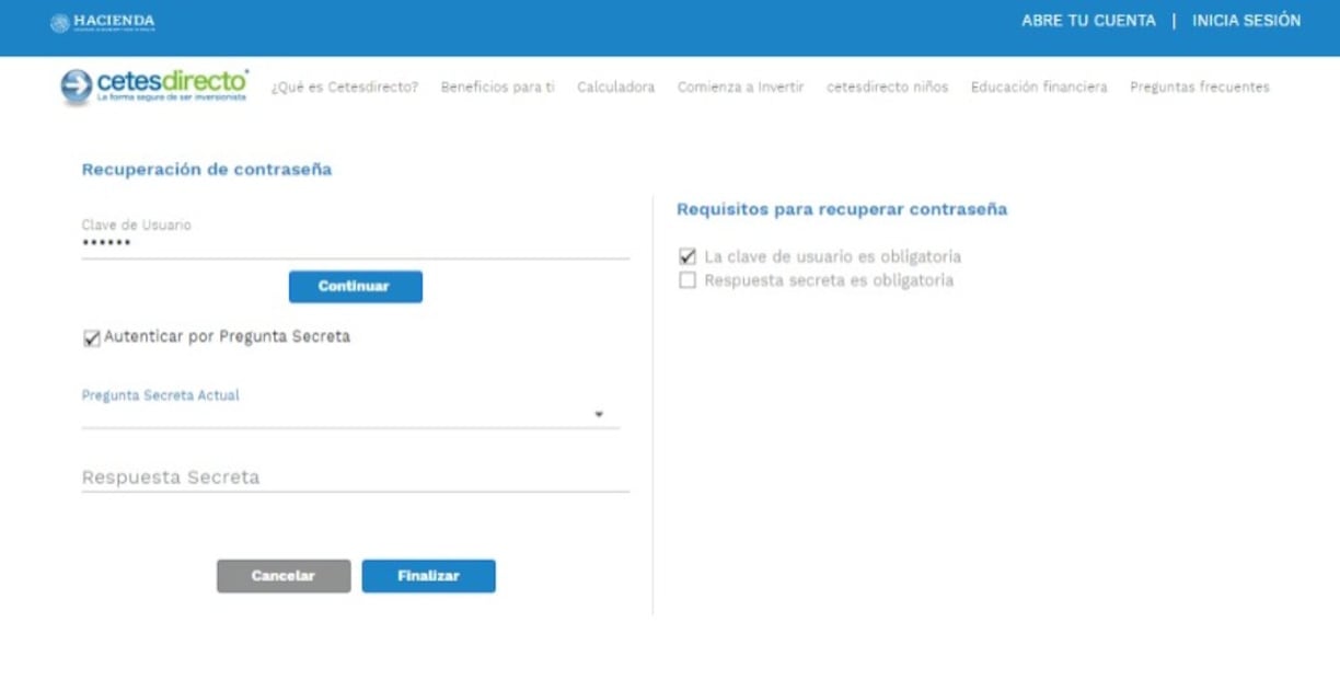El número de clave se puede consultar en el contrato que se brindó al momento de contratar la cuenta. (Foto: Captura de pantalla)