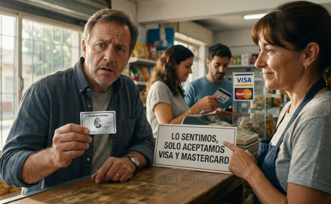 American Express vs Mastercard y Visa: Esta es la verdad de por qué no aceptan tu tarjeta. (Foto: Creada con IA)
