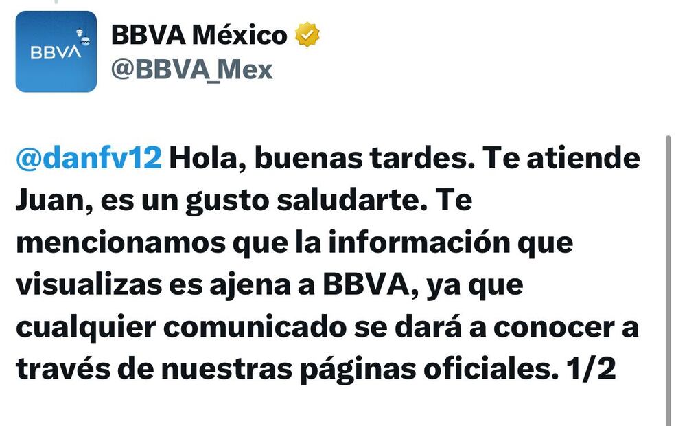 BBVA aclaración. (Foto: Captura de pantalla)
