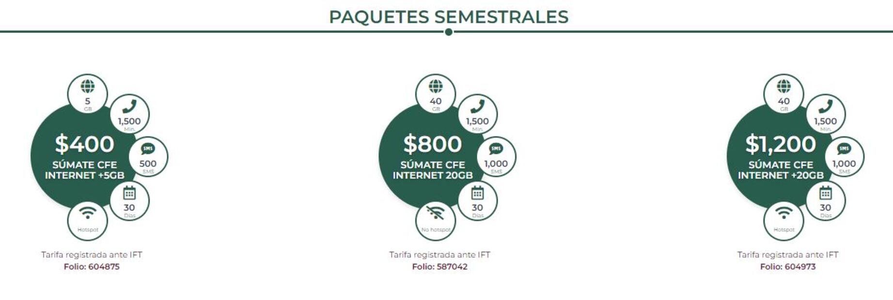 Tarifas de internet CFE TEIT semestrales. (Foto: Captura)