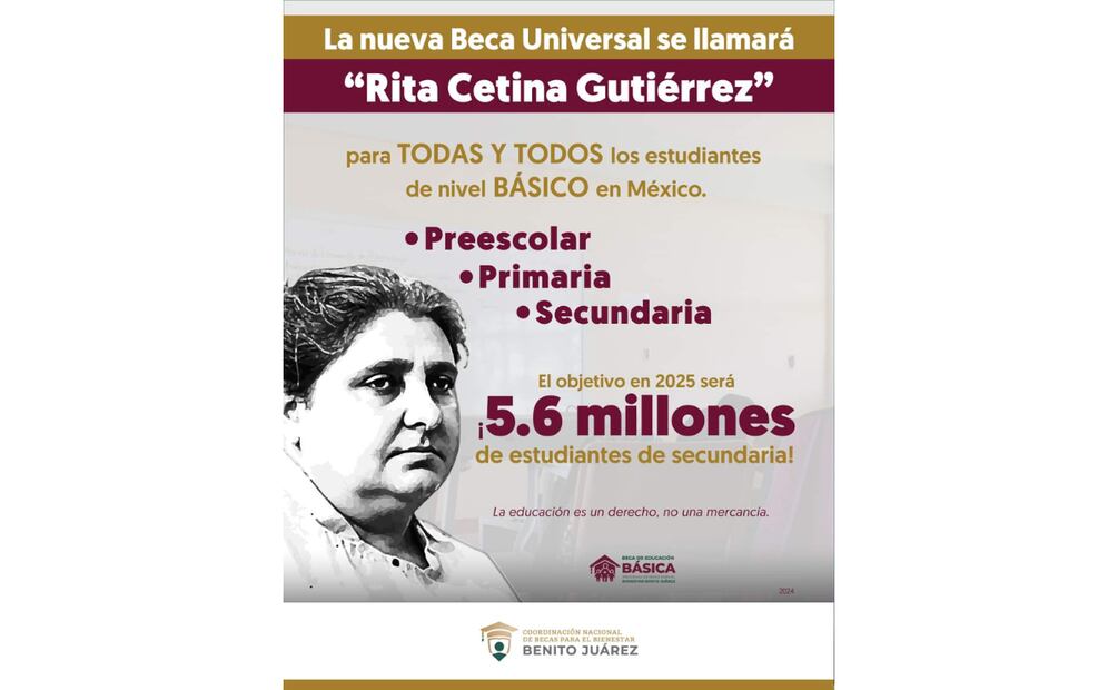 ¿Cuánto dinero otorgará la “Beca Rita Cetina Gutiérrez”? (Foto: Captura de pantalla)