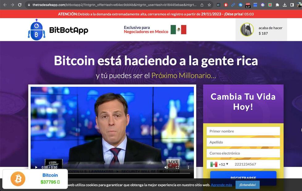 Suplantan identidad de EL UNIVERSAL para engañar con esta página.