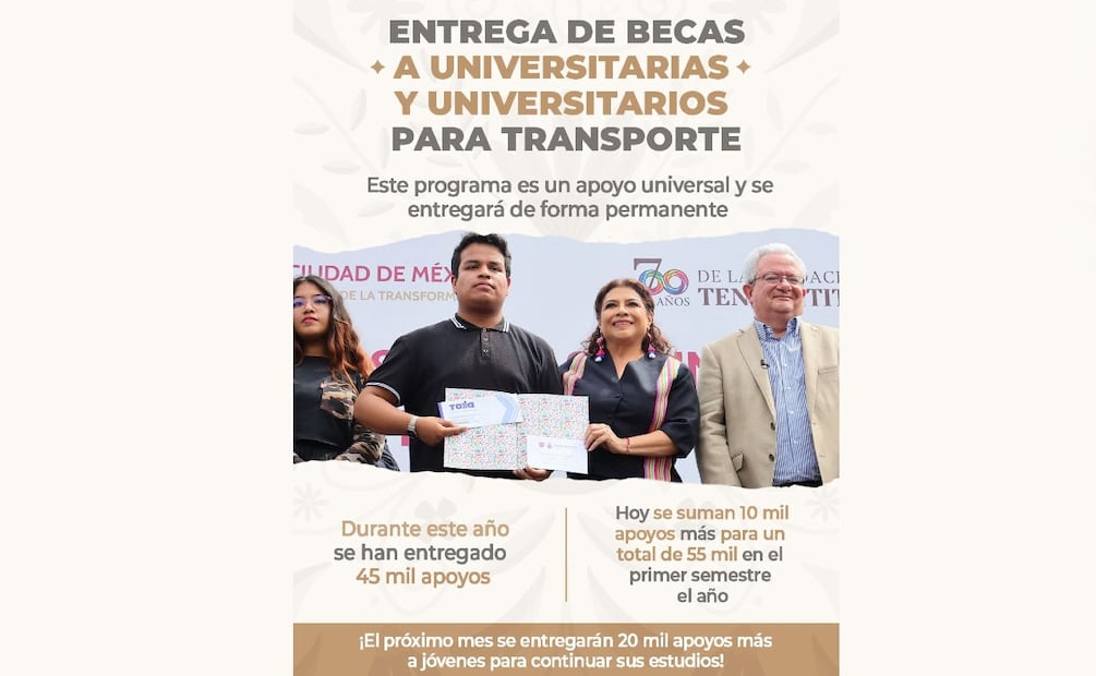 Becas a Universitarias y Universitarios para Transporte y Más. (Foto: x de Clara Brugrada)