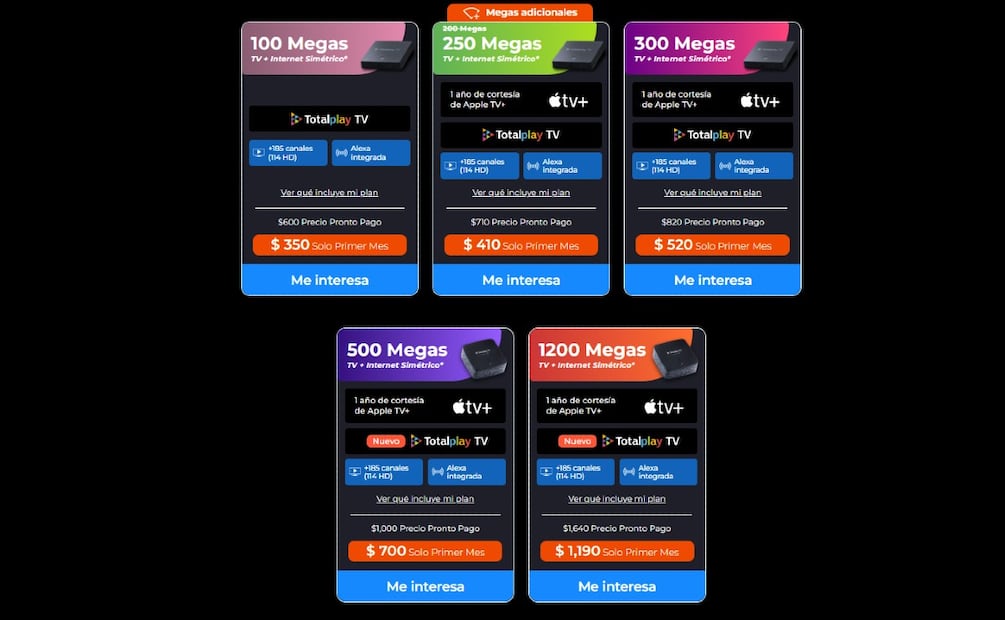 Costo del servicio de Internet en Total Play. (Foto: Captura de pantalla)