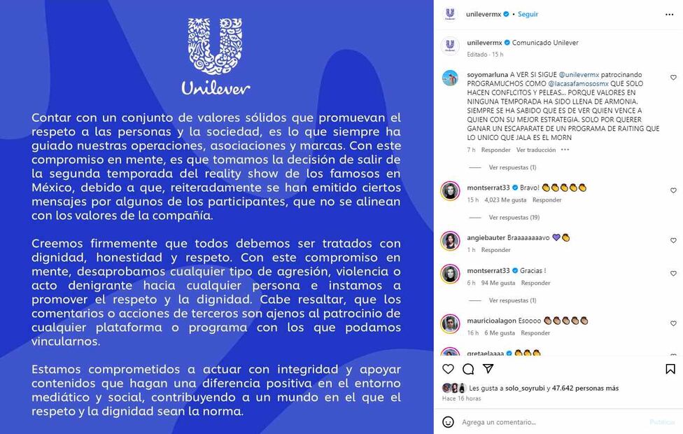 Exitosos pero ¿a qué costo?: Unilever abandonó La Casa de los Famosos