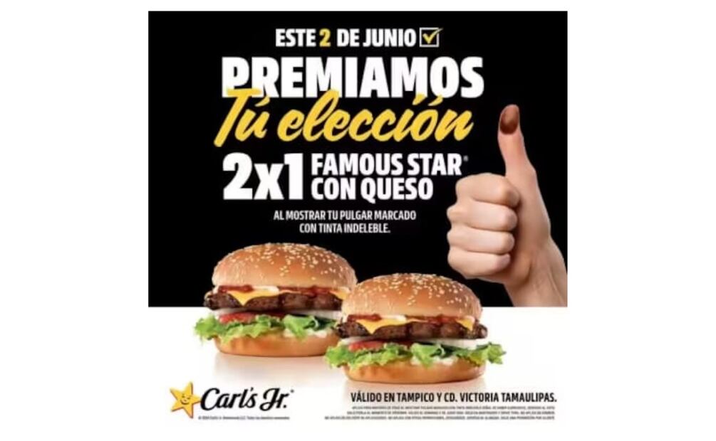 Promoción Carl’s Jr. México. (Foto: Captura de pantalla)