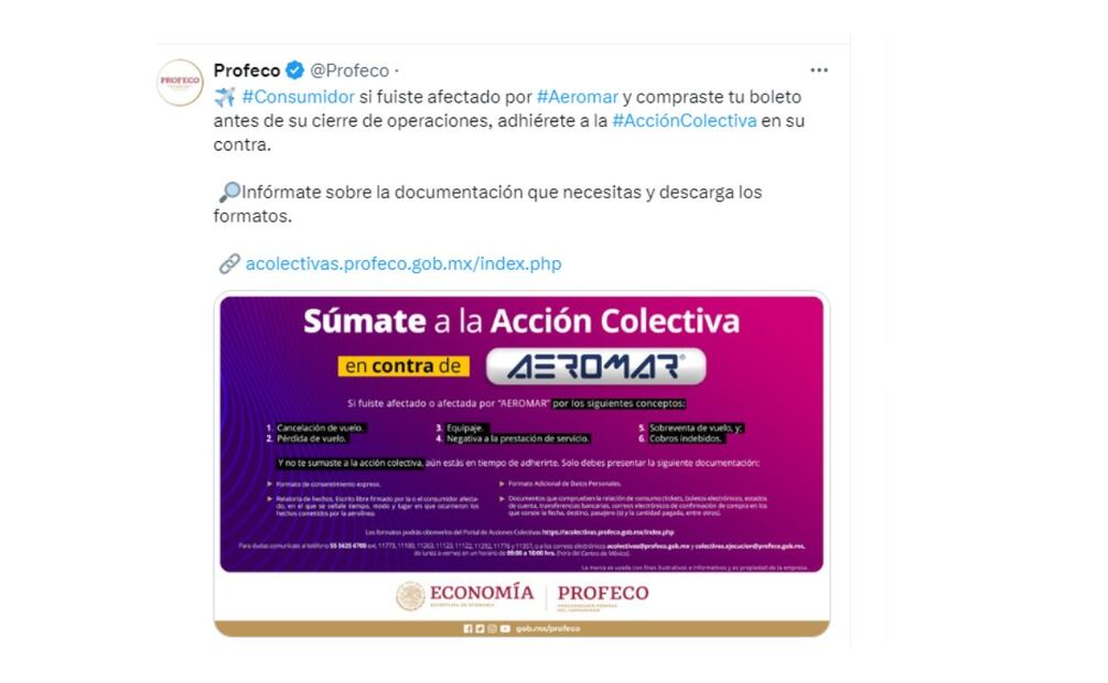 Acción Colectiva en contra de Aeromar (Foto: Captura de pantalla)