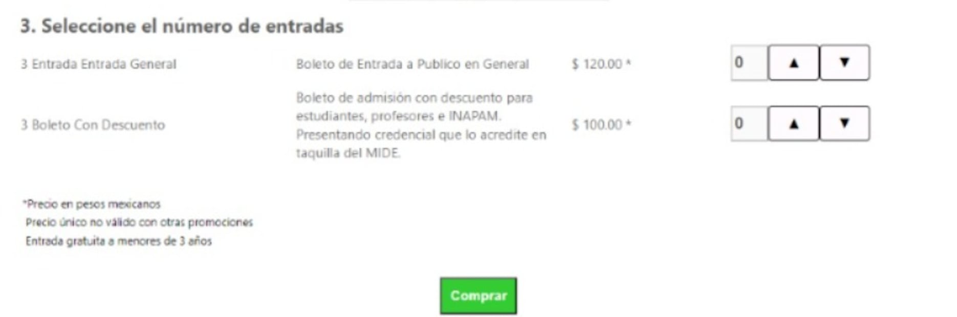 Precio del MIDE. (Foto: Captura de pantalla)