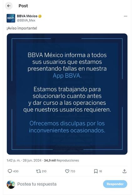 ¿Qué pasó con la aplicación BBVA? (Foto: DeDinero)