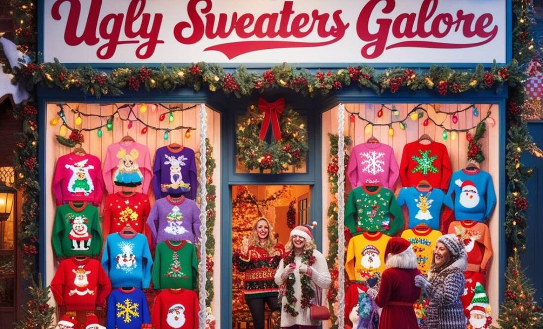 Tendencia navideña: Los mejores lugares para conseguir un ugly sweater económico. (Foto: Creada con IA)