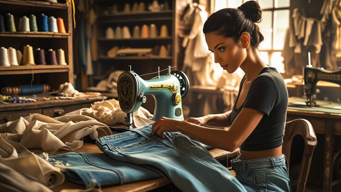 Trabajadores de jeans de marcas como Levis Guess y Hugo Boss en Puebla (Foto: IA)