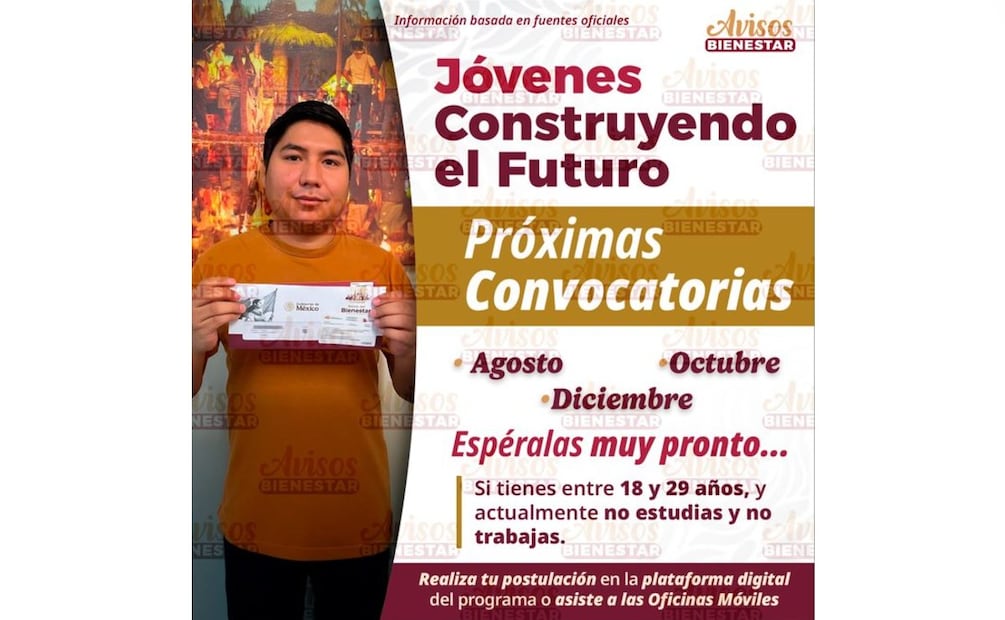 Fechas de registro. (Foto: X del Aviso Bienestar)
