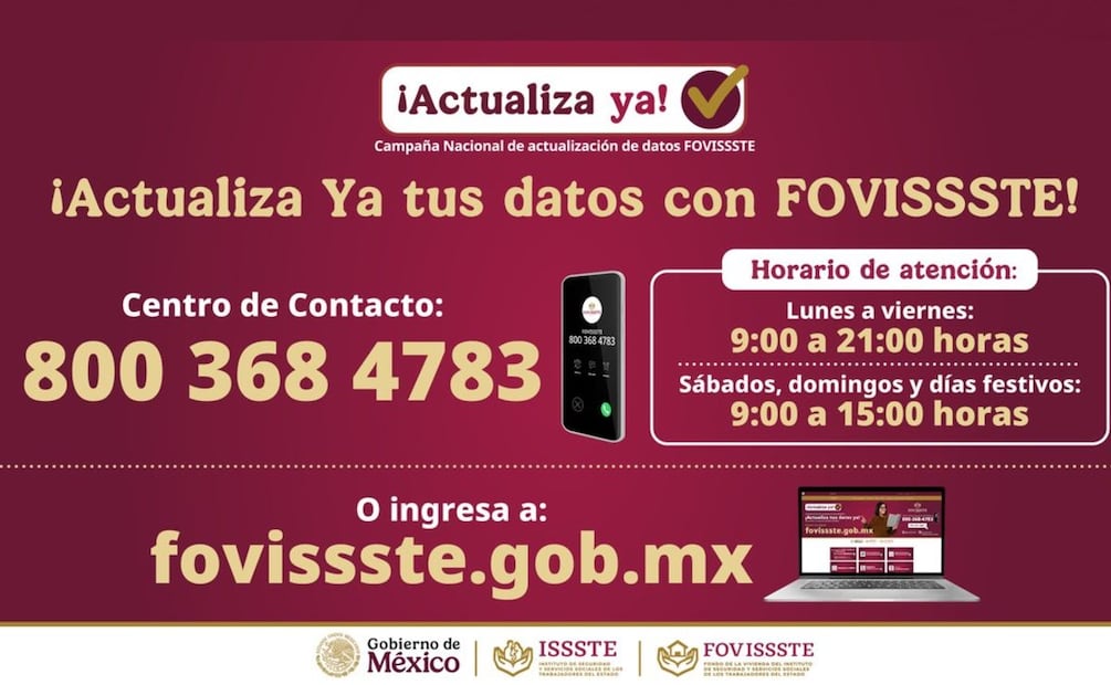 Actualiza tus datos para obtener beneficios. (Foto: X del Fovissste)