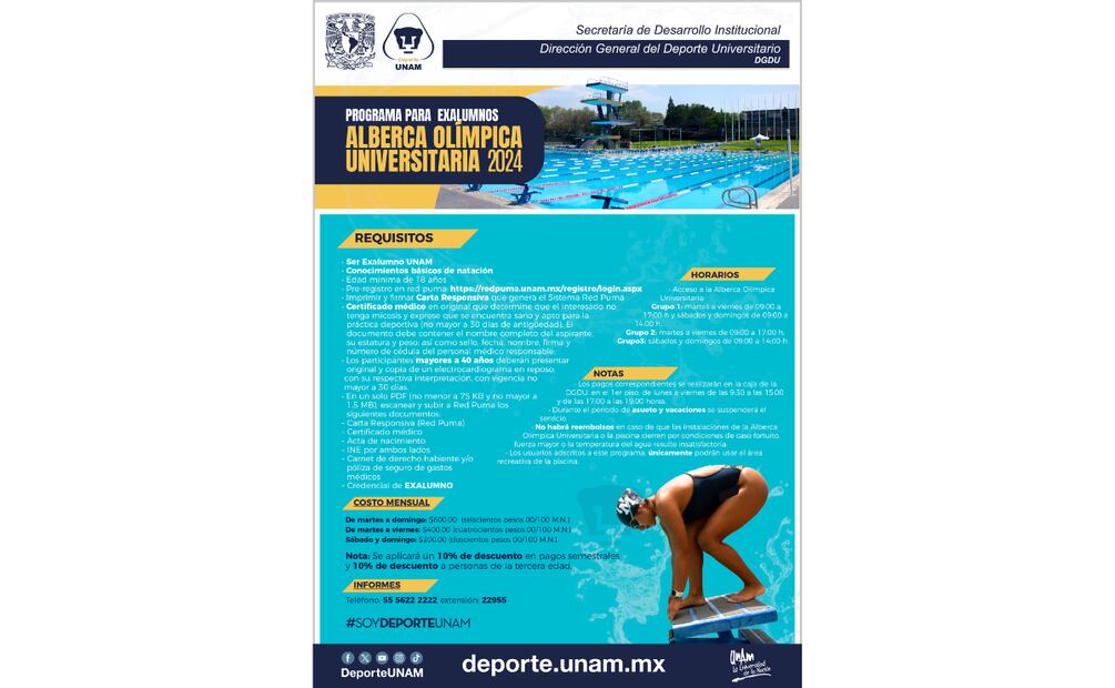 ¿Cómo inscribirse a clases de natación en CU? (Foto: Captura de pantalla)