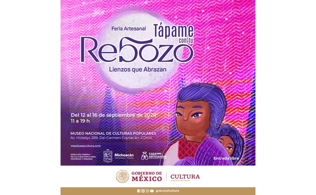 Feria “Tápame con tu rebozo” 2024 en el Museo Nacional de Culturas Populares. (Foto: Captura de pantalla)