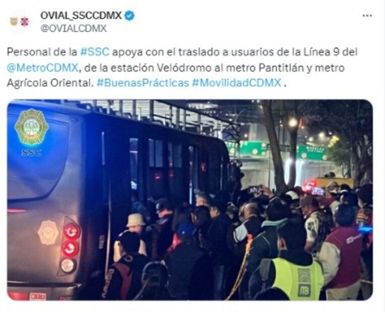 La SSC, brinda apoyo emergente a los usuarios afectados por las obras de renivelación de la Línea 9 del Metro. (Foto: Redes sociales)