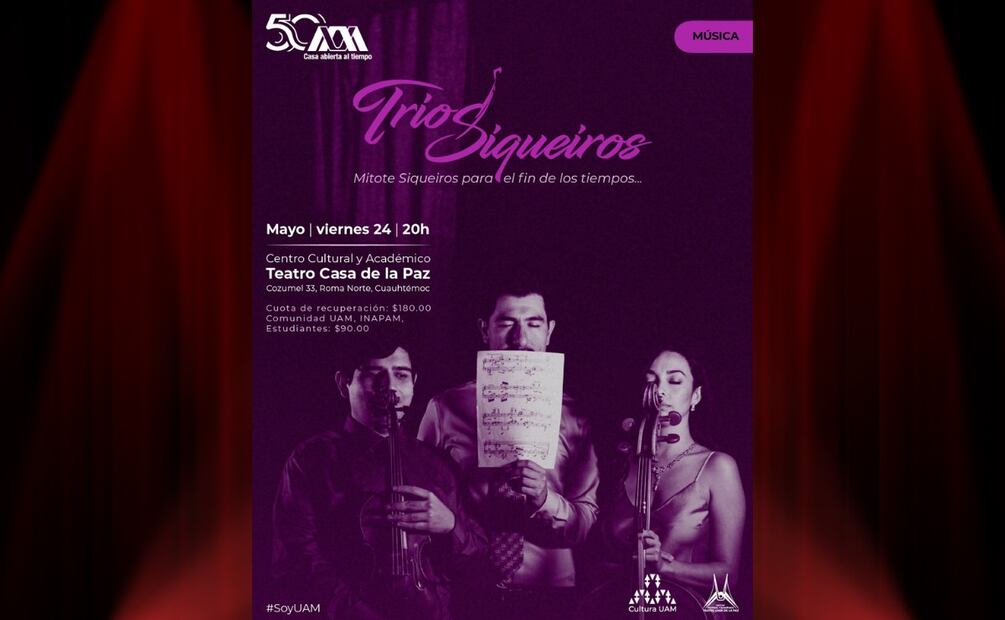 “Trío Siqueiros: Mitote Siqueiros para el fin de los tiempos”, 24 de mayo. (Foto: Captura de pantalla)