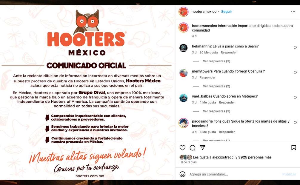 ¿Hooters está en quiebra? (Foto: Redes sociales)