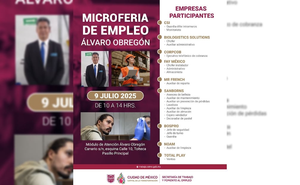 La Secretaría de Trabajo y Fomento al Empleo de la CDMX invita a la Microferia de Empleo en Álvaro Obregón (Foto: Captura de pantalla-X @TrabajoCDMX)